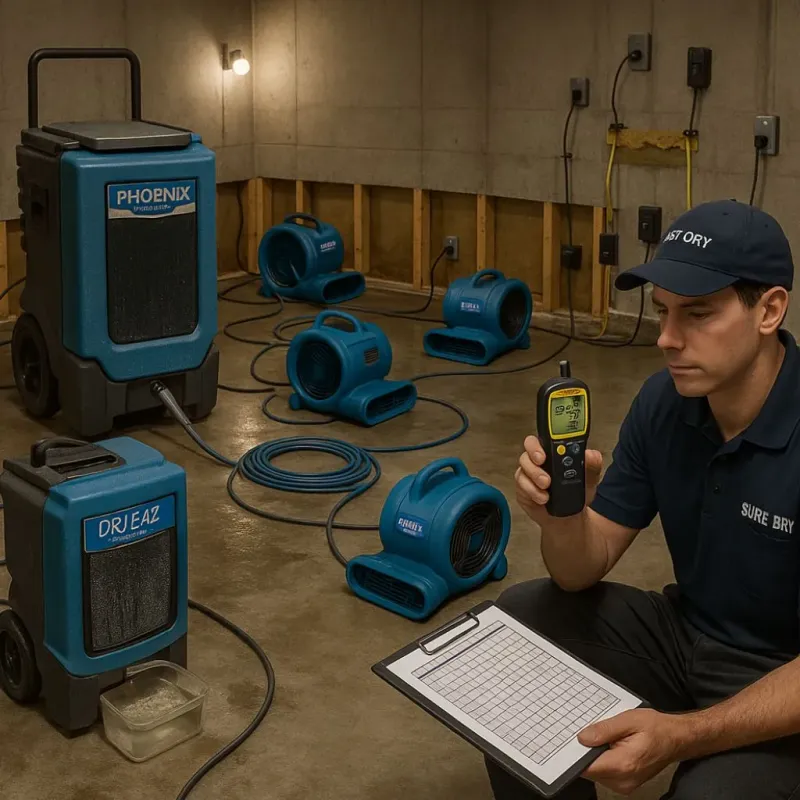 Structural Drying and Dehumidification process in Potomac Mills, VA